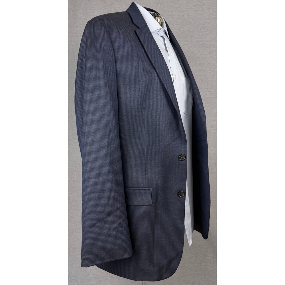 Ralph Lauren Mens 42L Navy‎ Blue Micro Houndstooth Blazer Sport Coat 42 L
